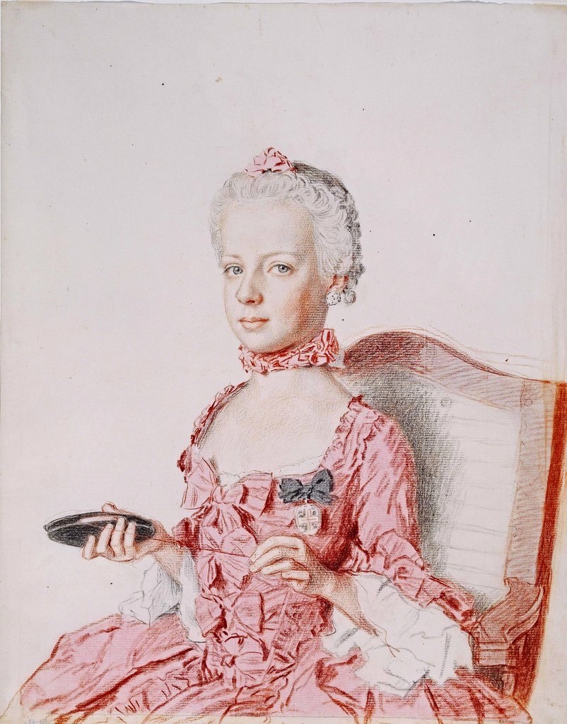 watercolor of girl with white hair and pink dress